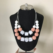 Blush/Marble Center Teething Necklace (Mommy and Me Set)