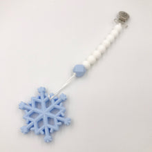 Holiday Christmas Snowflake Teether and Pacifier Clip/Teething Leash Combo