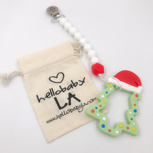 Holiday Christmas Snowflake Teether and Pacifier Clip/Teething Leash Combo