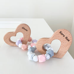 Engraved and Personalized Wood Shape Teether